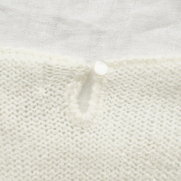 Vintage Cream Cable Knit Sweater with Bows and Pearls Size Large Coquette Girly - Picture 10 of 14